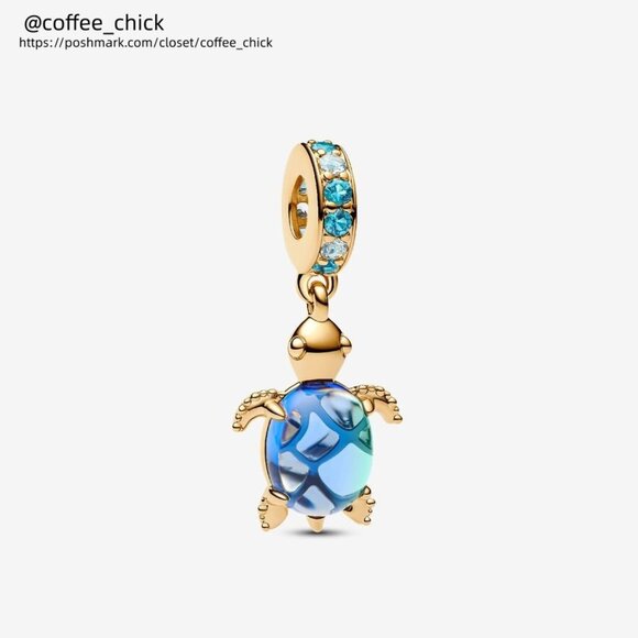 Pandora Sea Turtle Murano Glass Dangle Charm|Pendant - Picture 1 of 2